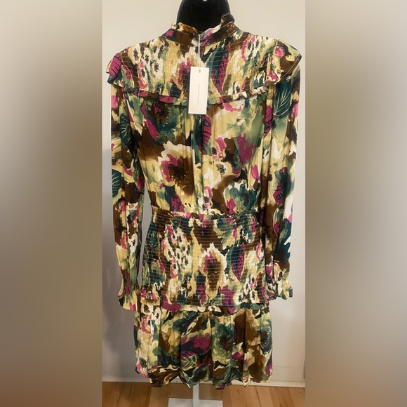 g.p.d. Floral Print Ruffle & Smocked Long Sleeve Dress. Color: Multi/Purple - Picture 9 of 11